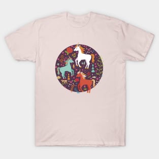 Unicorn Pattern on Mulberry T-Shirt